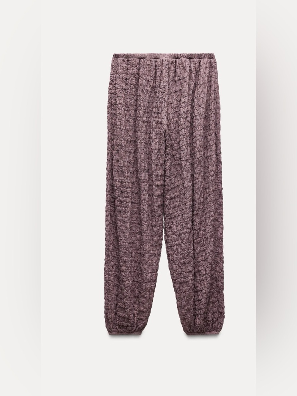 Zara TEXTURED PANTS women 
Textured Knit Lounge Pants - Mauve